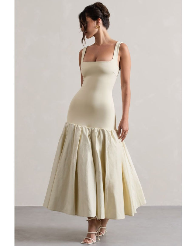 London Cream Maxi-jurk met ruchezoom