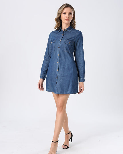 Loszittende denim blouse/jurk