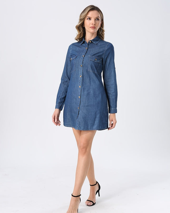 Loszittende denim blouse/jurk