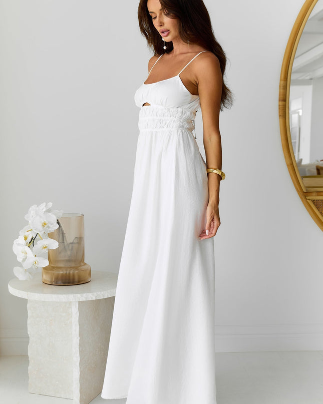 Witte elegante maxi-jurk met korset