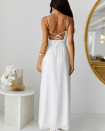 Witte elegante maxi-jurk met korset