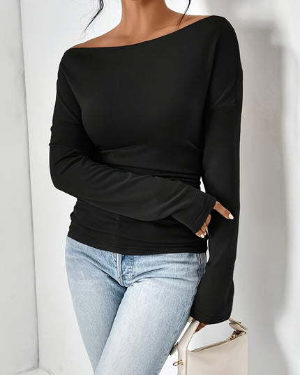 T-shirt met asymmetrische halslijn