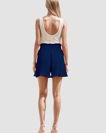 Hoge taille shorts met kant