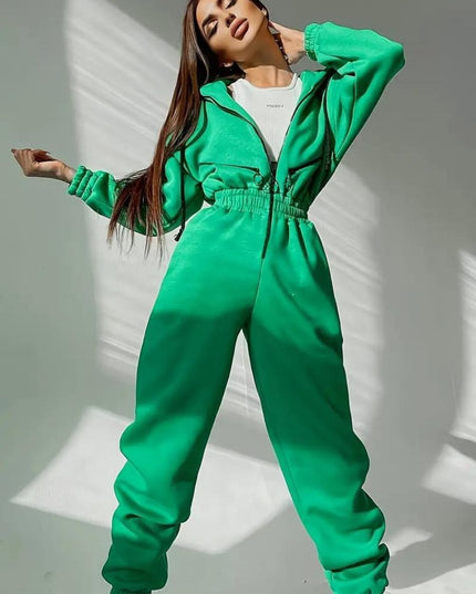 Jumpsuit met capuchon en trekkoord