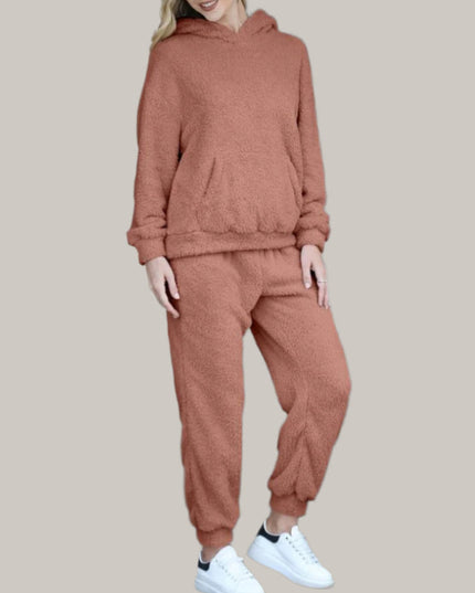 Set van teddytops met capuchon en broek