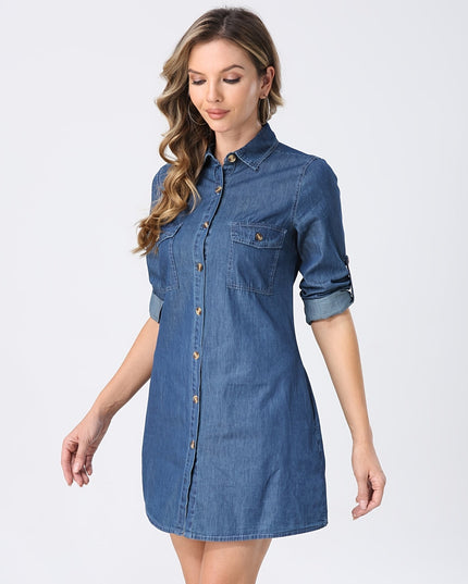 Loszittende denim blouse/jurk