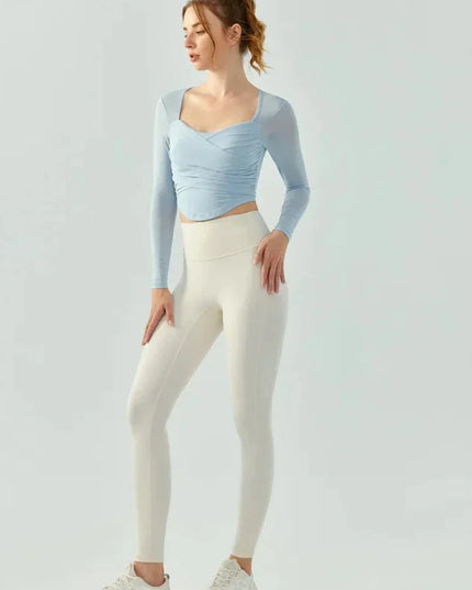 Twisted sport T-shirt met lange mouwen