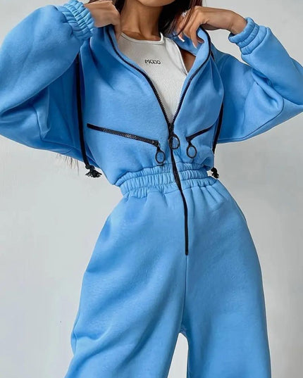 Jumpsuit met capuchon en trekkoord