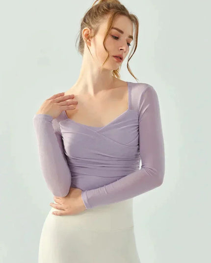 Twisted sport T-shirt met lange mouwen