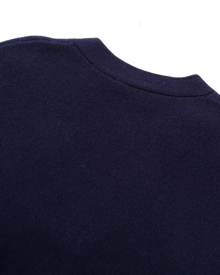 Marineblauw gebreid jasje met V-hals