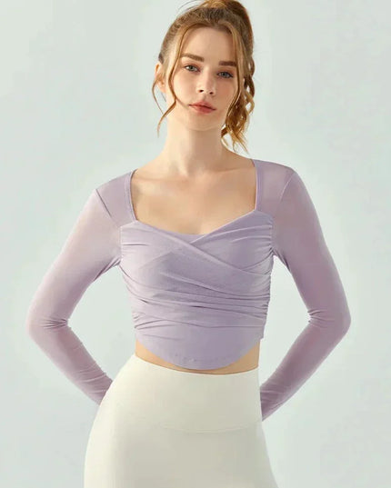 Twisted sport T-shirt met lange mouwen