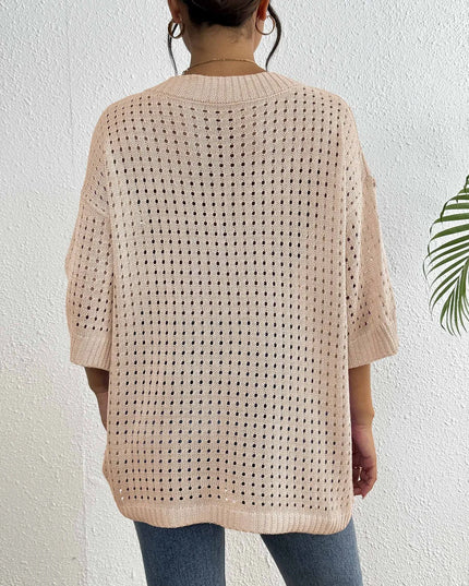 Hol geweven V-hals blouse