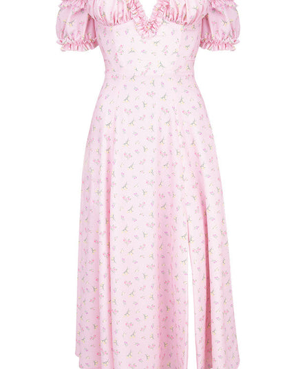 Lange strapless zomerjurk met bloemenmotief