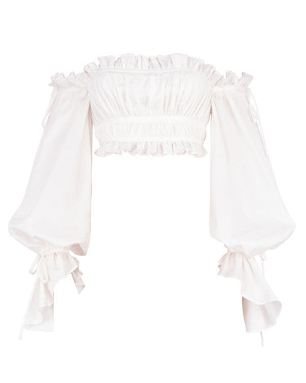 Witte off-shoulder top met ruches