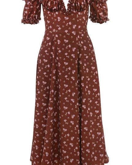Lange strapless zomerjurk met bloemenmotief