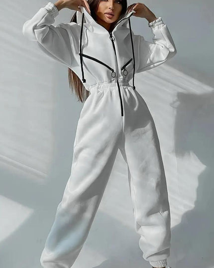 Jumpsuit met capuchon en trekkoord