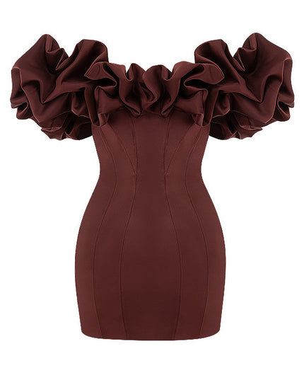 Strapless jurk met ruches aan de voorkant