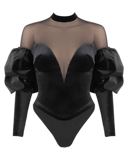 Zwarte bodysuit met elegant v-design