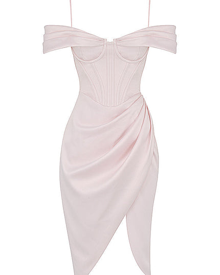 Blush off shoulder korsetjurk