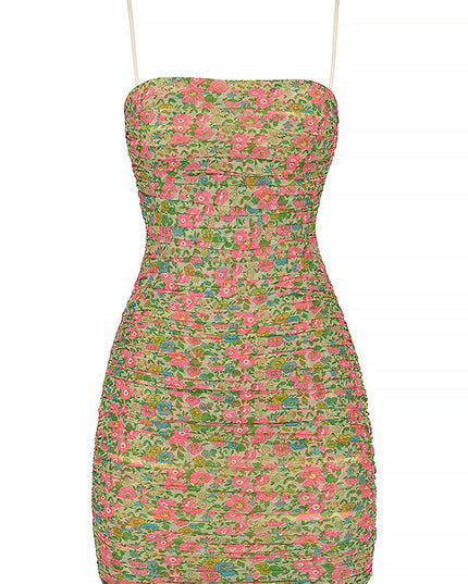 Vintage lichte mini-jurk met bloemenpatroon