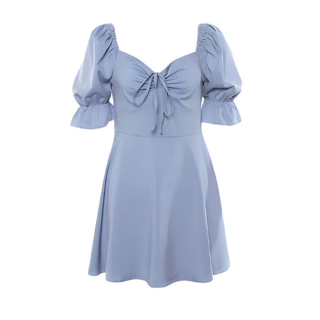 Mini-jurk met V-hals en korte mouwen voor de zomer