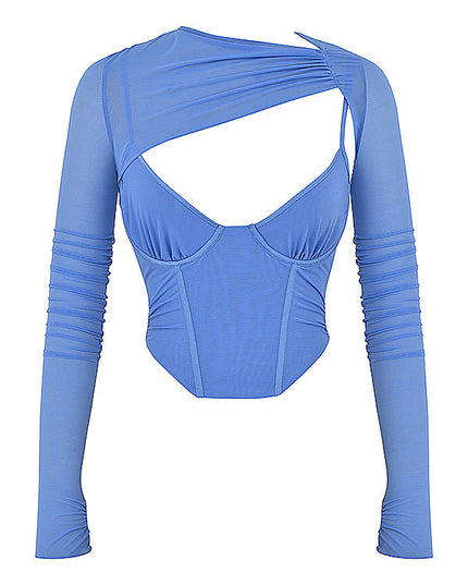 Blauw korset met asymmetrische snit