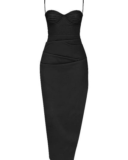 Geplooide korset midi-jurk