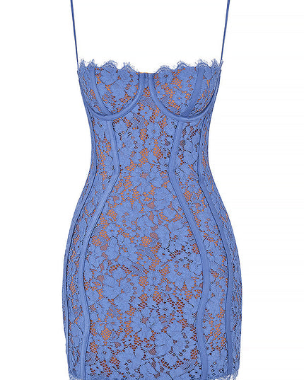 Lavendel kanten mini-jurk