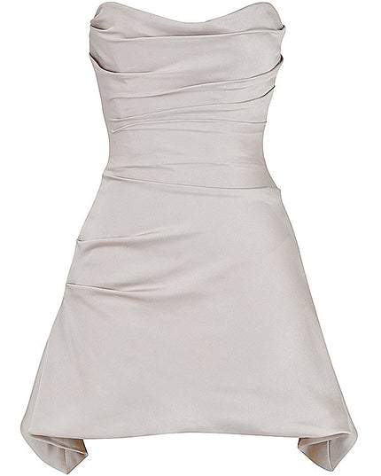 Gedrapeerde strapless mini-jurk