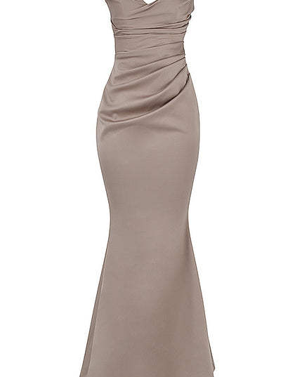 Strapless maxi-jurk van slank satijn