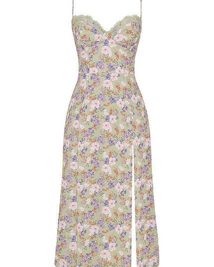 Korset lange zomerjurk met print