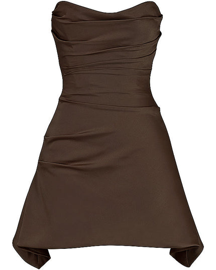 Gedrapeerde strapless mini-jurk