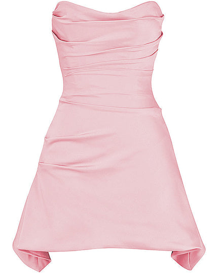 Gedrapeerde strapless mini-jurk