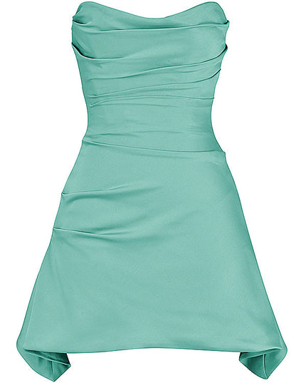 Gedrapeerde strapless mini-jurk