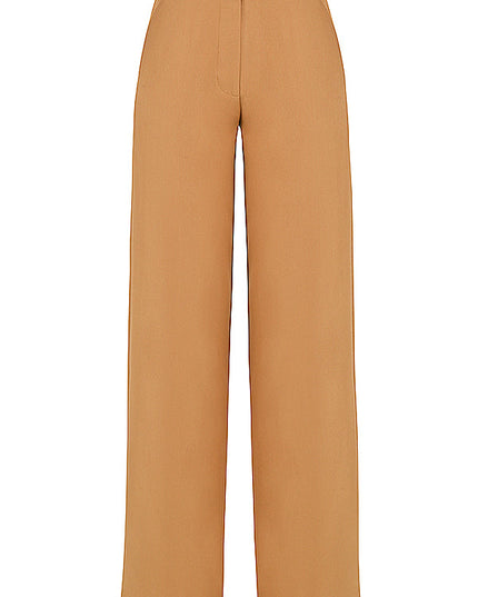 Kanten korset en karamelkleurige broek