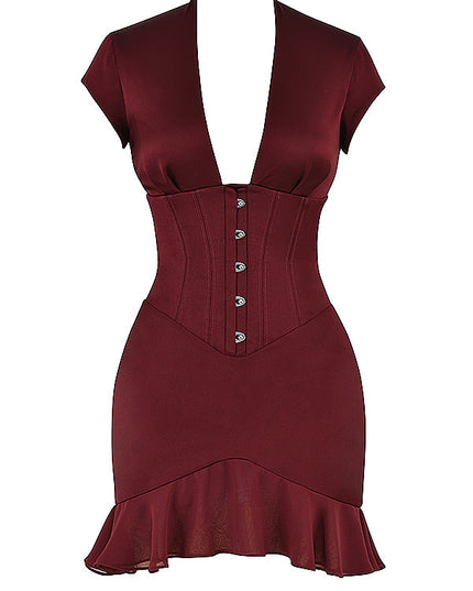 Korset mini-jurk met ruches