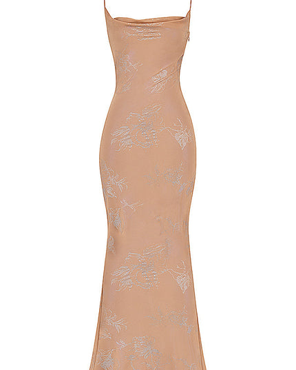 Café au lait lange elegante jurk