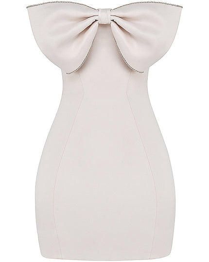 Strapless mini-jurk met elegante strik