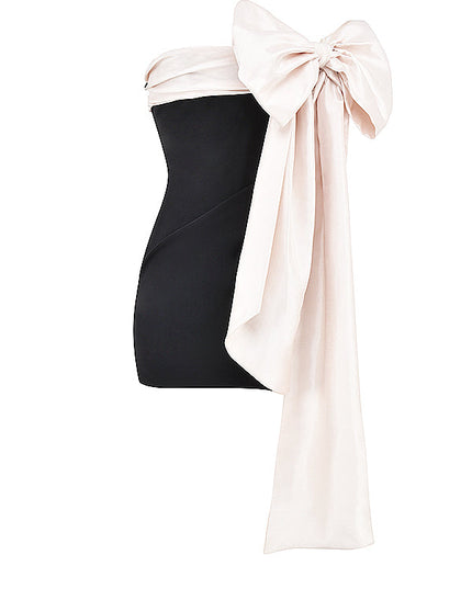 Zwarte mini-jurk met elegante strik
