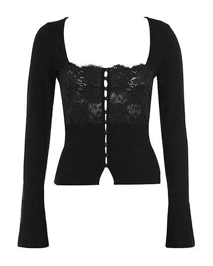 Zwarte top met lange mouwen
