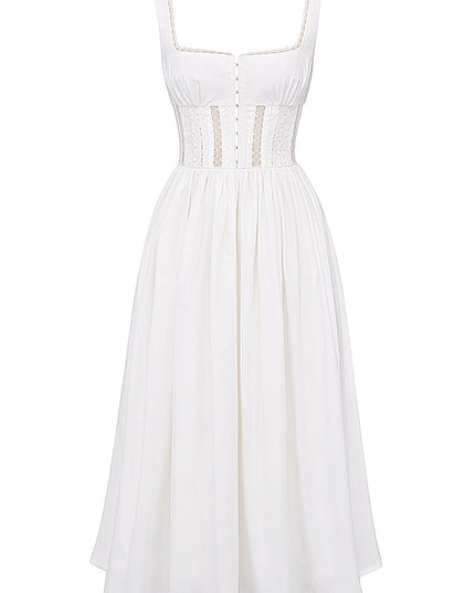 Witte mini-jurk met kanten band
