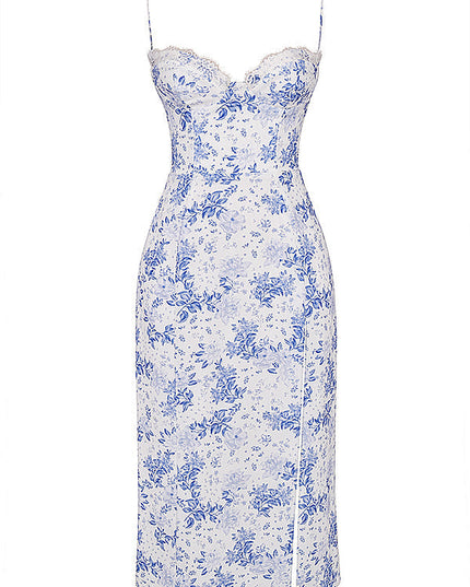 Print korset midi zomerjurk