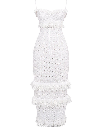 Witte maxi-jurk met borduurwerk