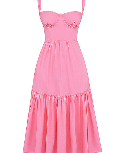 Roze Franse roze mini-zomerjurk