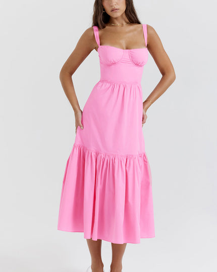 Roze Franse roze mini-zomerjurk