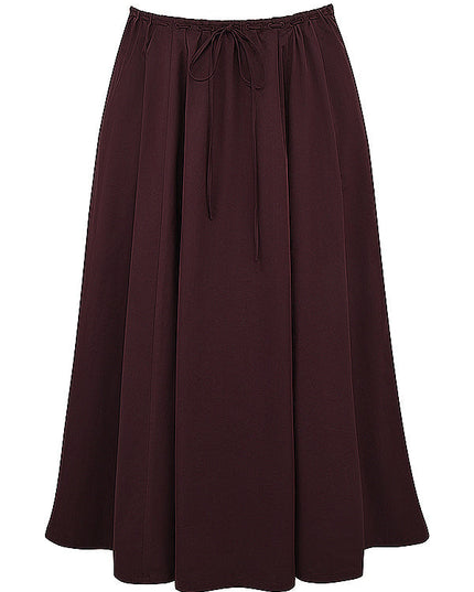 Diepbruine geplooide top en geplooide midi-rok