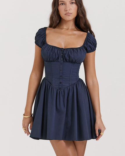 Elegante Franse marineblauwe mini-jurk