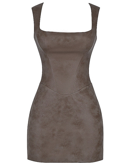 Slim-fit suède mini-jurk