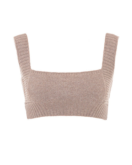 Gebreid zacht vestje met bralette en legging