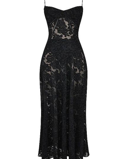 Evalina maxi-jurk met vetersluiting op de rug